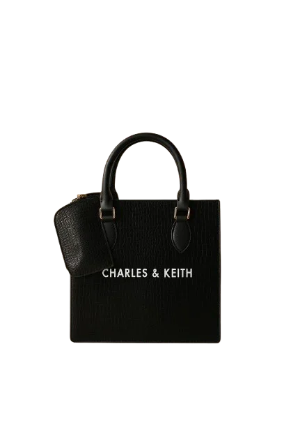 Charles & Keith black square handbag with top handles from Bagvalley premium collection