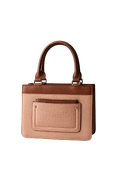 Two-tone pink and brown handbag with front pocket, premium design from Bagvalley collection