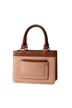 Two-tone pink and brown handbag with front pocket, premium design from Bagvalley collection