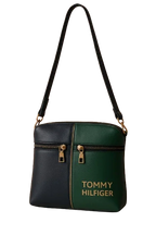 Tommy Hilfiger two-tone black and green crossbody handbag with gold zippers from Bagvalleypk