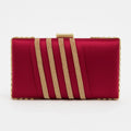 Red bridal clutch with gold beaded accents from Bagvalleypk, luxury evening handbag