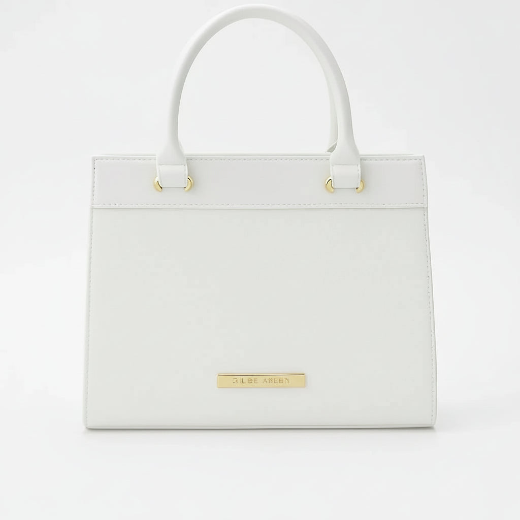 Elegant white handbag with gold accents from Bagvalleypk, premium luxury bag collection