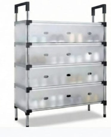 Modern Multi-Layer Shoe Storage Rack with Dustproof Cover and  Handles 5 layers