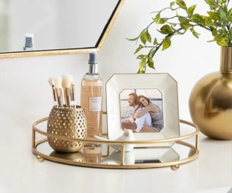 Classy Golden Vanity Display with Mirror