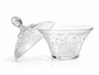 Clear glass bowl with floral embossed design and matching lid, Bagvalleypk luxury accessory
