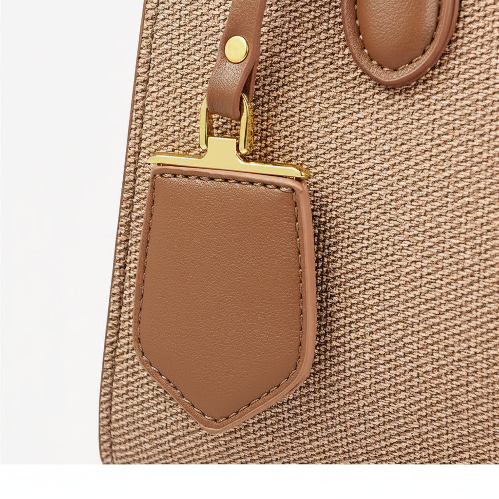 Stylish leather Satchel with Gold Hardware