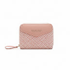 `pink textured double zip wallet for women with gold zipper and wrist strap Wallet by Bagvalley Pakistan`