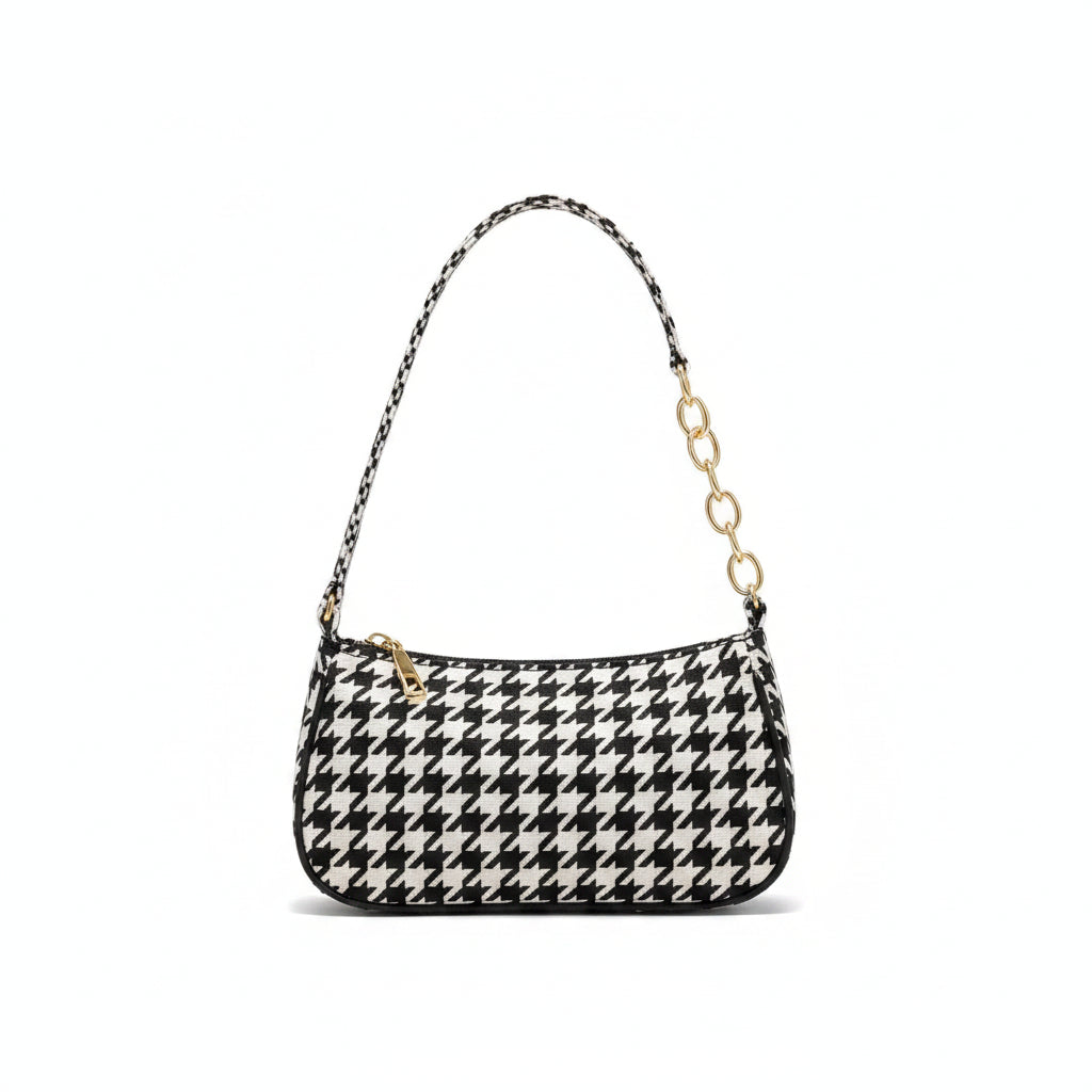 Black and white patterned shoulder bag
