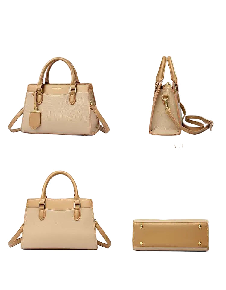 Stylish leather Satchel with Gold Hardware