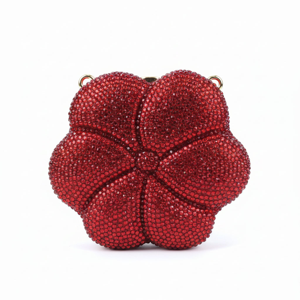 Crystal Flower Evening Clutch Bag for Women | Rhinestone Bridal Clutch