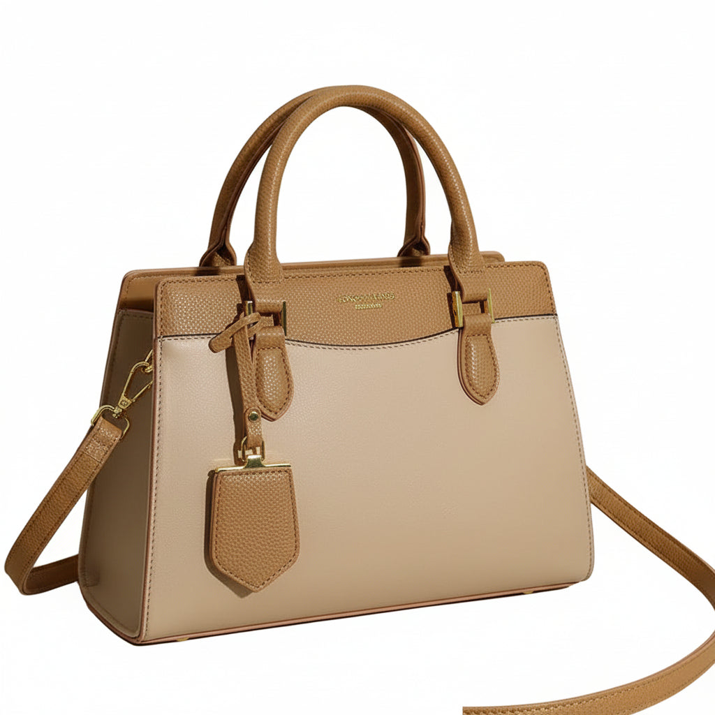 Stylish leather Satchel with Gold Hardware