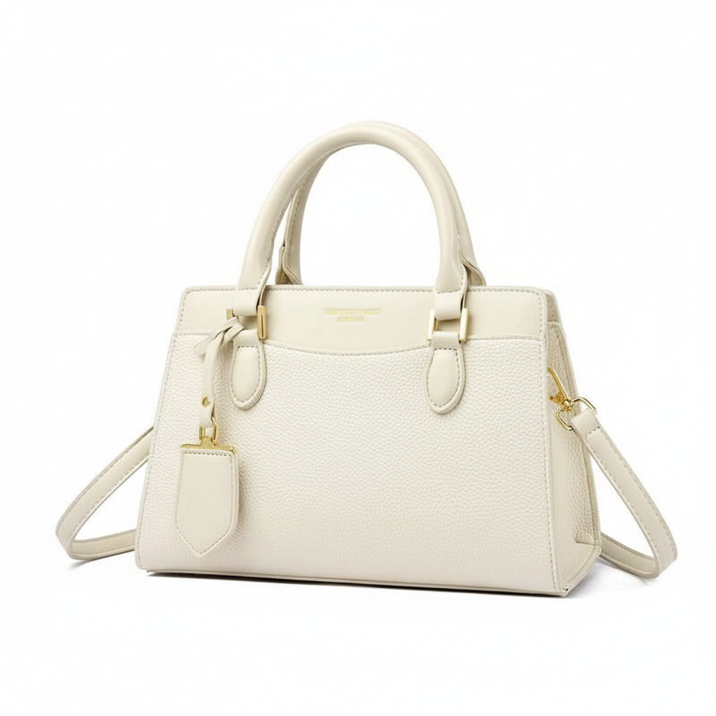 Stylish leather Satchel with Gold Hardware