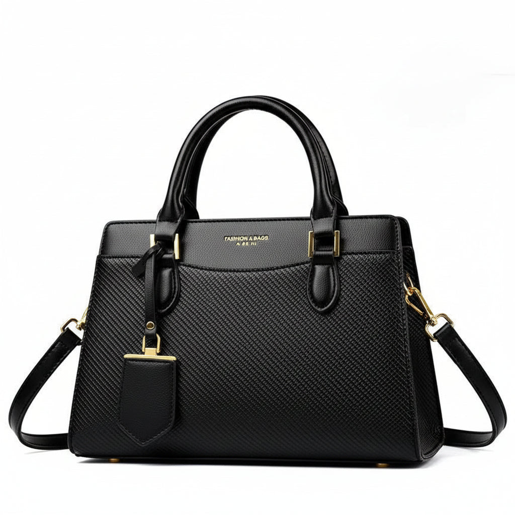 Stylish leather Satchel with Gold Hardware