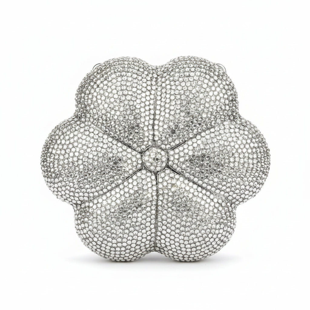 Crystal Flower Evening Clutch Bag for Women | Rhinestone Bridal Clutch